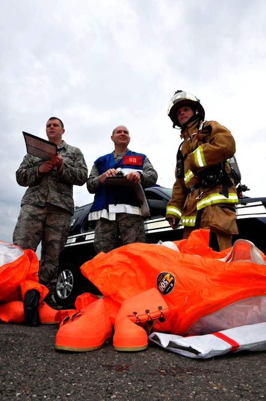 SPANGDAHLEM, Germany -  Tech. Sgt. Karl Reinholz, a firefighter from the 104th Fighter Wing, Barnes Air National Guard Base, Mass., trains alongside his active duty counterparts from the 52nd Fighter Wing, May 18, 2016. Nearly 100 Airmen from the 104th Fighter Wing deployed to Germany for annual training in an effort to support total force integration which combines reservists with active duty Service Members to create one seamless Air Force (U.S. Air National Guard photo by Senior Airman Loni Kingston/Released)
