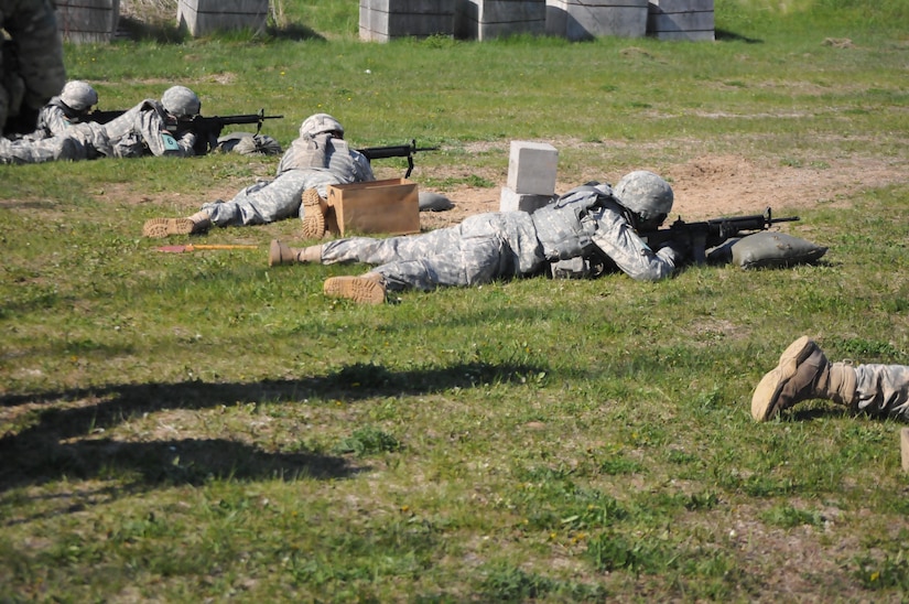 Soldiers qualify on the weapons during the Sapper Stakes competition set to determine the best sapper team at Fort Drum, New York, May 14.