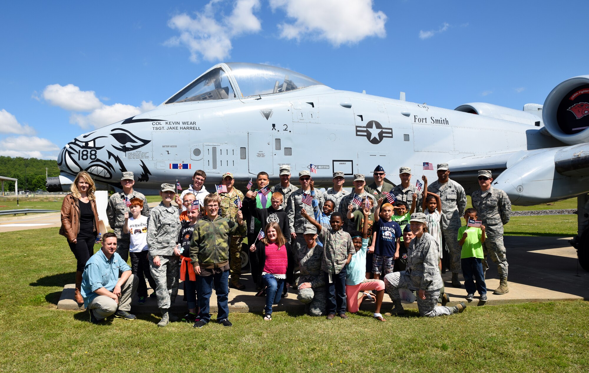 Students from Fort Smith Sutton Elementary School tour the 188th Wing with their mentors at Ebbing Air National Guard Base, Fort Smith, Ark., as part of the Partner in Education mentorship program May 3, 2016. The 188th Wing has partnered with schools in the local community to provide mentors to children within the program. The program is designed to enhance the presence of positive role models in children’s lives. (U.S. Air National Guard photo by Senior Airman Cody Martin/Released)
