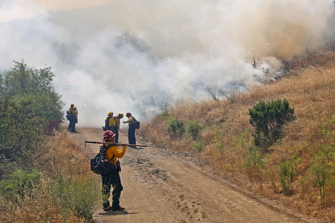 CAMP PENDLETON, Calif. – The Camp Pendleton fire Department conducted a hazard reduction burn here, May 21. The hazard reduction burn was conducted to improve firefighter and public safety, protect property and minimize smoke impacts in the 52 Area, San Clemente and the I-5 Freeway. The burn aims to protect base property and the natural habitat by decreasing the possibility of human caused ignitions and limiting the severity and size of potential wildfires.