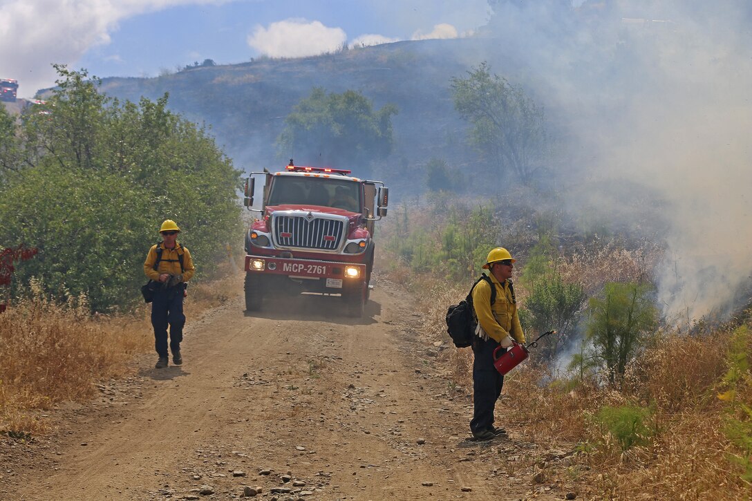 CAMP PENDLETON, Calif. – The Camp Pendleton fire Department conducted a hazard reduction burn here, May 21. The hazard reduction burn was conducted to improve firefighter and public safety, protect property and minimize smoke impacts in the 52 Area, San Clemente and the I-5 Freeway. The burn aims to protect base property and the natural habitat by decreasing the possibility of human caused ignitions and limiting the severity and size of potential wildfires.