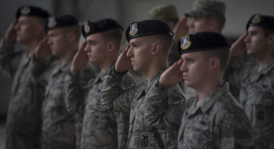 Security forces members participate in a pushup challenge during the Battle of the Badges competition May 19, 2016, at Ramstein Air Base, Germany. The competition was part of events held for National Police Week, which pays special recognition to those law enforcement officers who have lost their lives in the line of duty. (U.S. Air Force photo/Senior Airman Damon Kasberg)
