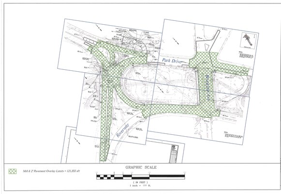 Graphic depicts the Muddy River project Final Paving limits