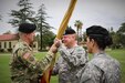 Brig. Gen. David Elwell, Commanding General, 311th Sustainment Command (Expeditionary), passes the colors to Col. Jon Blatt during the 304th Sustainment Brigade's Change of Command Ceremony, March Air Reserve Base, Riverside, Calif., May 15, 2016. (Photo courtesy of Staff Sgt. Ailid Beckstrom, 304th SB)
