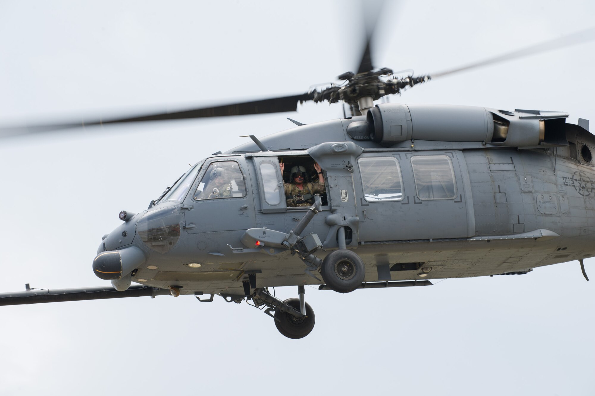 The 301st Rescue Squadron, of the 920th Rescue Wing, participate in a water survival training for aircrew from the 445th Airlift Wing, Wright-Patterson AFB, Ohio, at  Patrick AFB, Fla., May 17, 2016.  Trainees who simulated needing rescue from the Banana River were hoisted into an HH-60 Pave Hawk by the 301st RQS. The 920th RQW is an Air Force Reserve Command combat-search-and-rescue unit. (U.S. Air Force photos/Benjamin Thacker/Released)