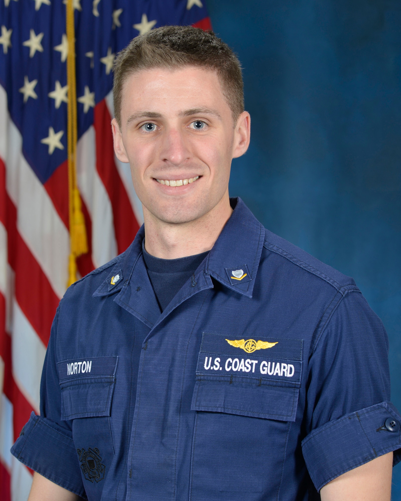 Petty Officer 3rd Class Christopher Norton, United States Coast Guard, Cape Cod, Mass., was the Commandant Award recipient. (U.S. Air Force photo by Linda LaBonte Britt)