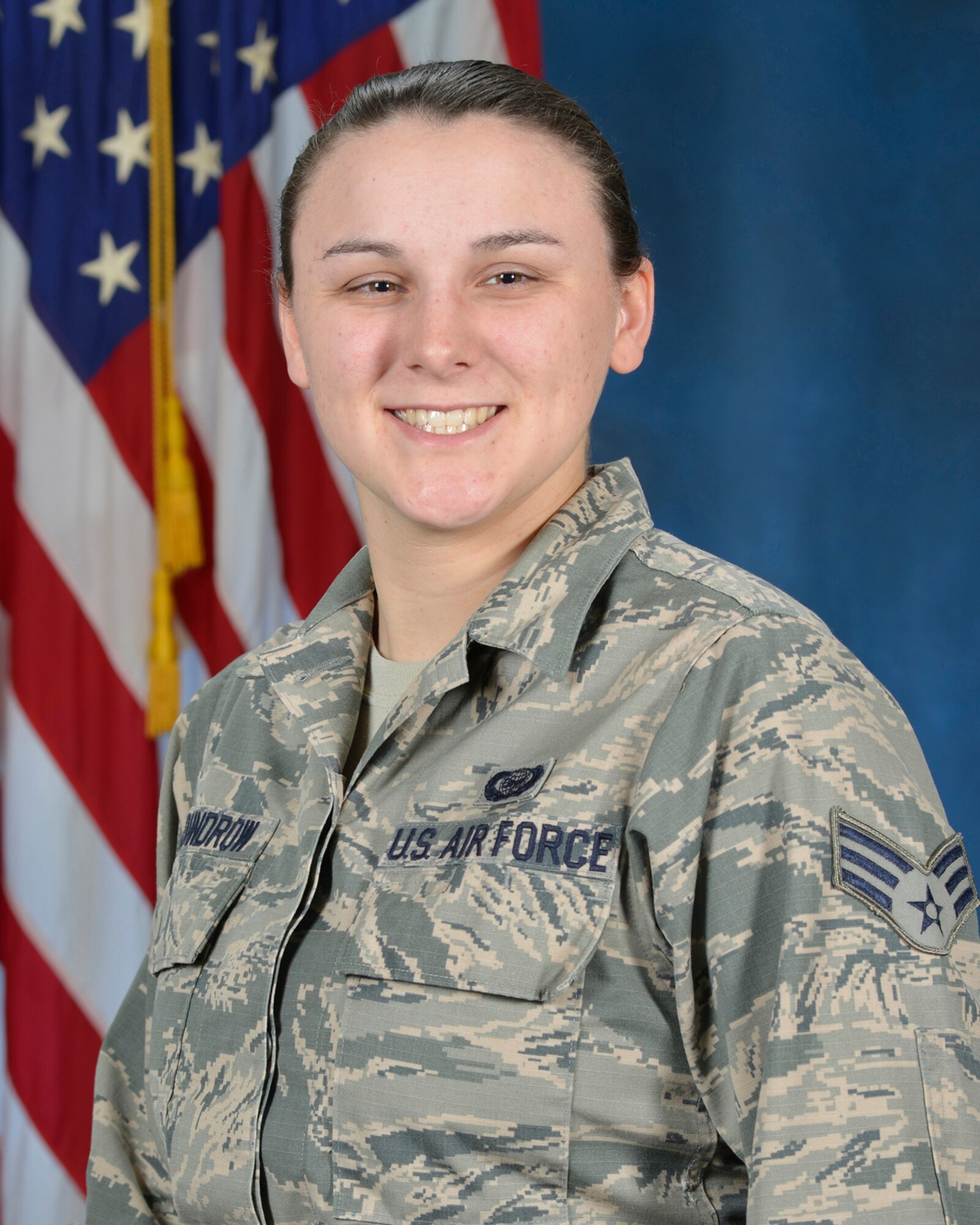 Senior Airman Brianna Johndrow, 101st Intelligence Squadron, Otis Air National Guard Base, Massachusetts, received the John L. Levitow Award. (U.S. Air Force photo by Linda LaBonte Britt)