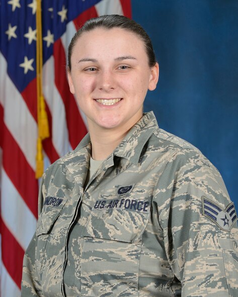 Senior Airman Brianna Johndrow, 101st Intelligence Squadron, Otis Air National Guard Base, Massachusetts, received the John L. Levitow Award. (U.S. Air Force photo by Linda LaBonte Britt)