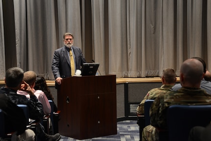 Dr. Brad Roberts, Lawrence Livermore National Laboratory Center for Global Security Research director, discusses &ldquo;The Case for Nuclear Weapons in the 21st Century&rdquo; during a presentation at U.S. Strategic Command (USSTRATCOM) Headquarters, Offutt Air Force Base, Neb., May 23, 2016. In his remarks, Roberts, who served as the Deputy Assistant Secretary of Defense for Nuclear and Missile Defense Policy from 2009-2013, explained the role of nuclear weapons in strategic deterrence, global stability and international conflict strategy. He also answered questions from members of the audience. Hosting Roberts is part of a USSTRATCOM academic outreach initiative and supports the commandâ€™s ongoing effort to build, support and sustain relationships with deterrence experts from government agencies, academia and international institutions. One of nine DoD unified combatant commands, USSTRATCOM has global strategic missions, assigned through the Unified Command Plan, which include strategic deterrence; space operations; cyberspace operations; joint electronic warfare; global strike; missile defense; intelligence, surveillance and reconnaissance; combating weapons of mass destruction; and analysis and targeting. (USSTRATCOM photo by Air Force Staff Sgt. Jonathan Lovelady)