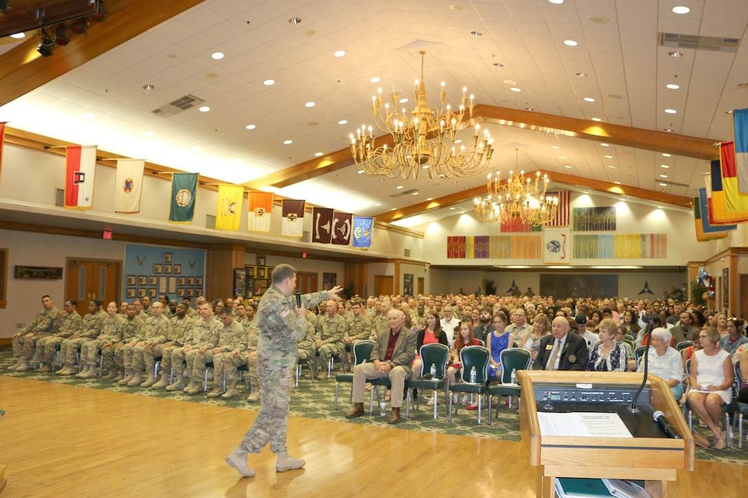 Maj. Gen. Mark Palzer, 79th Sustainment Support Command commanding general, welcomes the returning 4th Sustainment Command (Expeditionary) Soldiers and recognized their families May 7 at Fort Hood, Texas.  The Welcome Home Warrior-Citizen Award Program Recognition Ceremony formally marks the unit’s completion of their mission under the 1st Theater Sustainment Command and their transition back to their home stations.