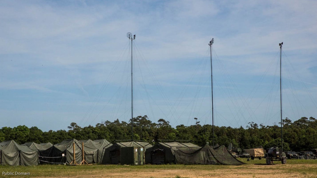 Tents, communication networks and vehicles are set up for Marines to operate during MEFEX 16 at Marine Corps Base Camp Lejeune, N.C., May 16, 2016. MEFEX 16 is a command and control exercise conducted in a simulated deployed environment designed to synchronize and bring to bear the full spectrum of II Marine Expeditionary Force's C2 capabilities in support of a Marine Air-Ground Task Force. Conducting exercises of this nature ensures II MEF remains ready to provide the Marine Corps with an experienced staff capable of integrating with international allies and partner nations in a combined joint task force, charged with accomplishing a wide range of military operations. 