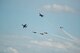 Members of the U.S. Air Force Air Demonstration Squadron fly over the flightline during the 2016 Shaw Air Expo and open house, “Thunder Over the Midlands,” at Shaw Air Force Base, S.C., May 22. The Thunderbirds are the USAF’s precision-flying demonstration team charged with showcasing the pride, precision and professionalism of American Airmen, both in the air and on the ground. (U.S. Air Force photo by Airman 1st Class Christopher Maldonado)