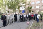 U.S. Army Europe Commander, Lt. Gen. Ben Hodges and Kansas National Guard Adjutant General, Maj. Gen. Lee Tafanelli, pose with Airmen, Armenian contractors, embassy staff and institute staff, during their visit to Yerevan Elderly Institute No. 1 to view progress of a renovation being conducted by the 116th Civil Engineer Squadron, 116th Air Control Wing (ACW), Georgia Air National Guard, in partnership with Armenian contractors in Yerevan, Armenia, May 23, 2016. 