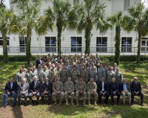 Air Force Special Operations Command senior leaders gather for a group photo at Hurlburt Field, Fla., May 18, 2016. Commando Ralley, which is held twice a year, brings AFSOC leaders together to discuss current issues facing the command. (U.S. Air Force photo by Airman 1st Class Kai White)