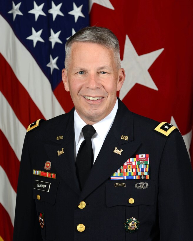 Lt. Gen. Todd Semonite, Chief of Engineers and the Commanding General of the U.S. Army Corp of Engineers, poses for a command portrait in the Army portrait studio at the Pentagon in Arlington, VA, May 17, 2016.  (U.S. Army photo by Monica King/Released)