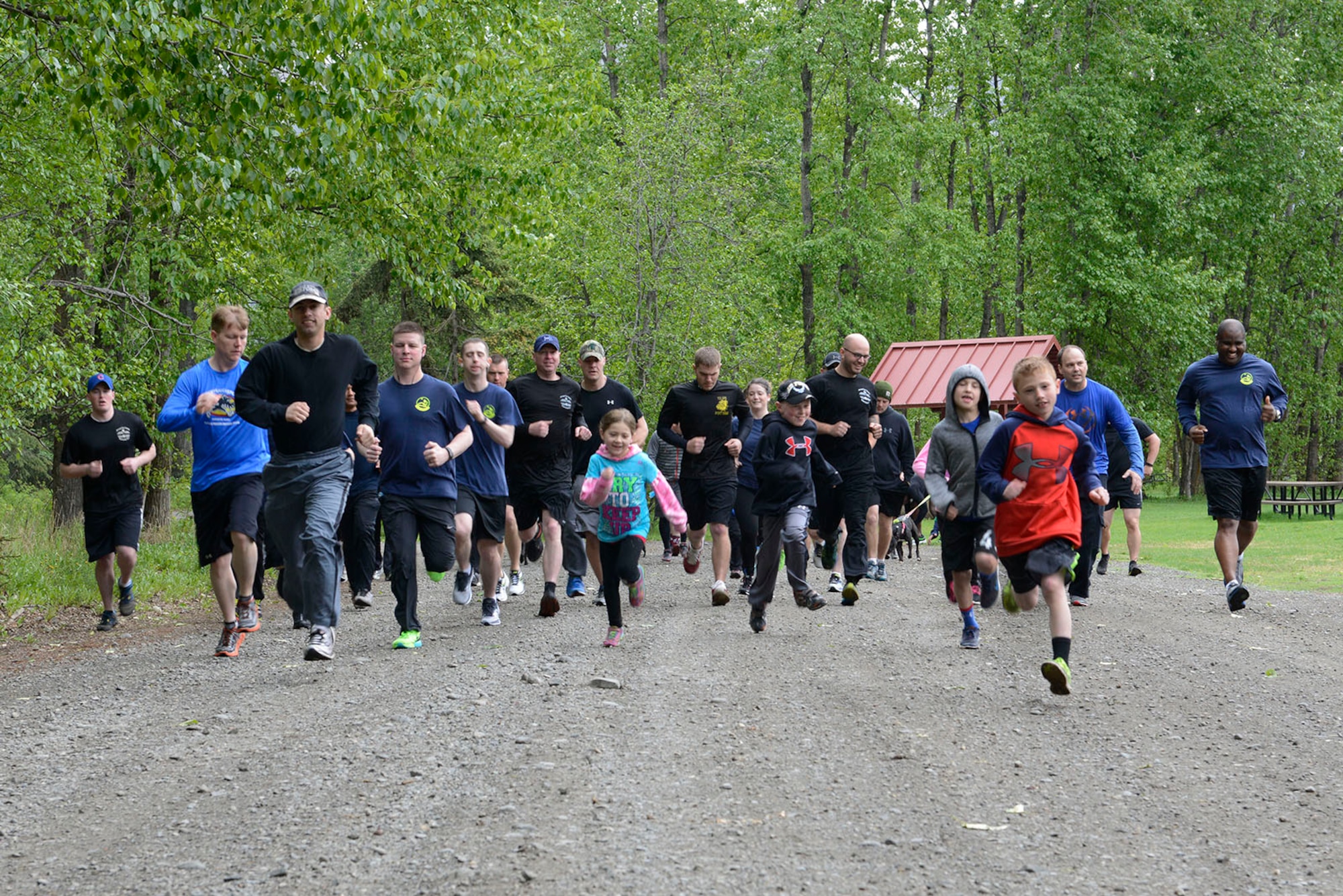 Air transportation Airmen from Joint Base Elmendorf-Richardson participate in a Port Dawg Memorial 5k run May 20, 2016. The run was part of a coordinated event with other air transportation units around the world to honor ‘port dawg’ Airmen who passed away in 2016. (U.S. Air Force photo by Airman 1st Class Valerie Monroy)
