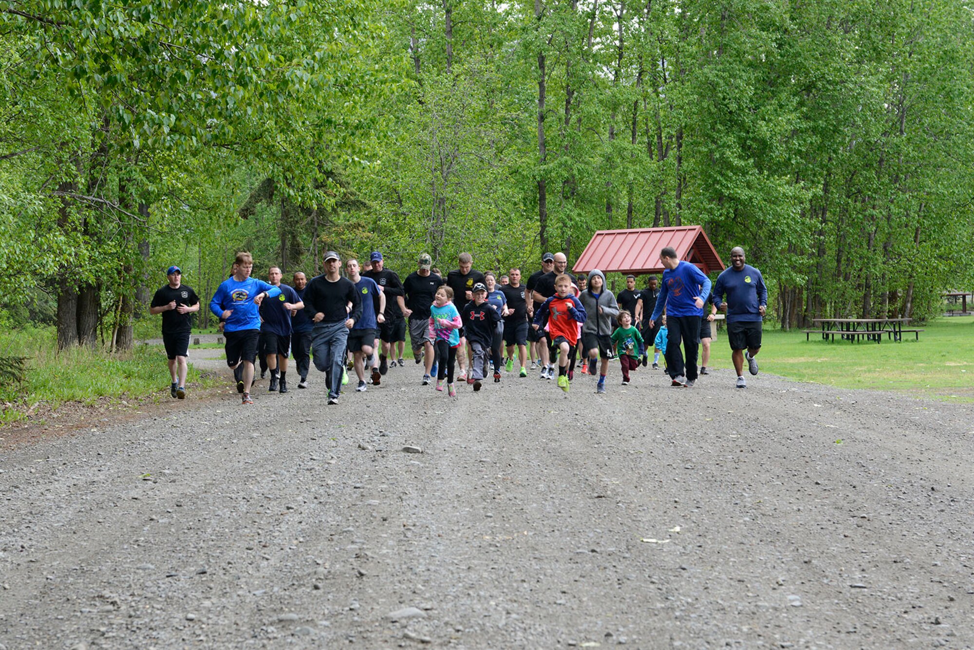 Air transportation Airmen from Joint Base Elmendorf-Richardson participate in a Port Dawg Memorial 5k run May 20, 2016. The run was part of a coordinated event with other air transportation units around the world to honor ‘port dawg’ Airmen who passed away in 2016. (U.S. Air Force photo by Airman 1st Class Valerie Monroy)