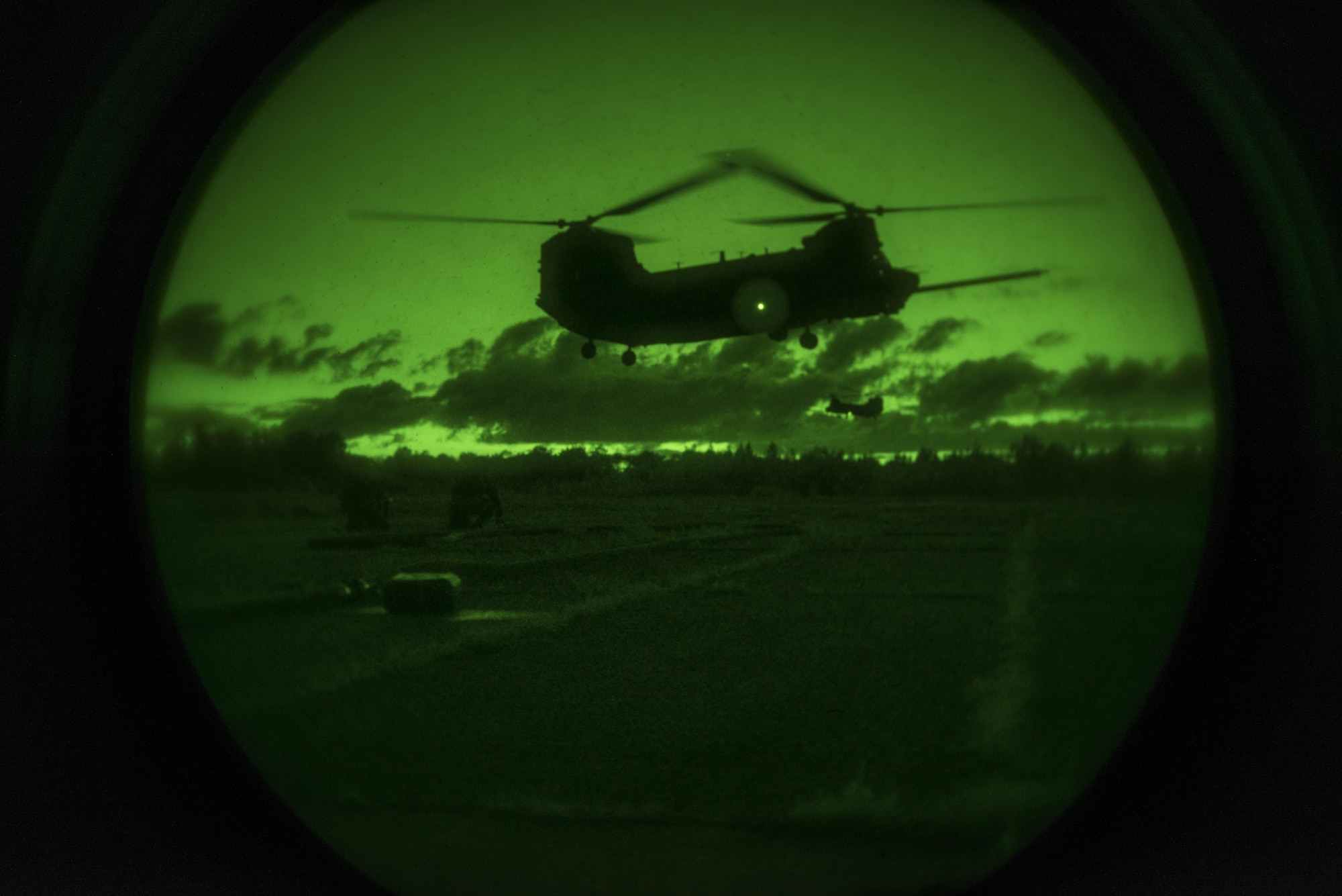 MH-47 Chinook’s assigned to the 160th Special Operations Aviation Regiment (Airborne) approach a Forward Area Refueling Point site manned by crews from the 7th Special Operation and 100th Logistics Readiness Squadrons in Pajoustic, Lithuania, May 15, 2016 during TROJAN FOOTPRINT 16. TF16 rapidly deployed more than 800 Special Operations Forces personnel from NATO and partner nations across the exercise’s training areas to ensure the Alliance and partner nations are able to rapidly assemble and train anywhere they are called to do so. (U.S. Air Force photo by 1st Lt. Chris Sullivan/Released)