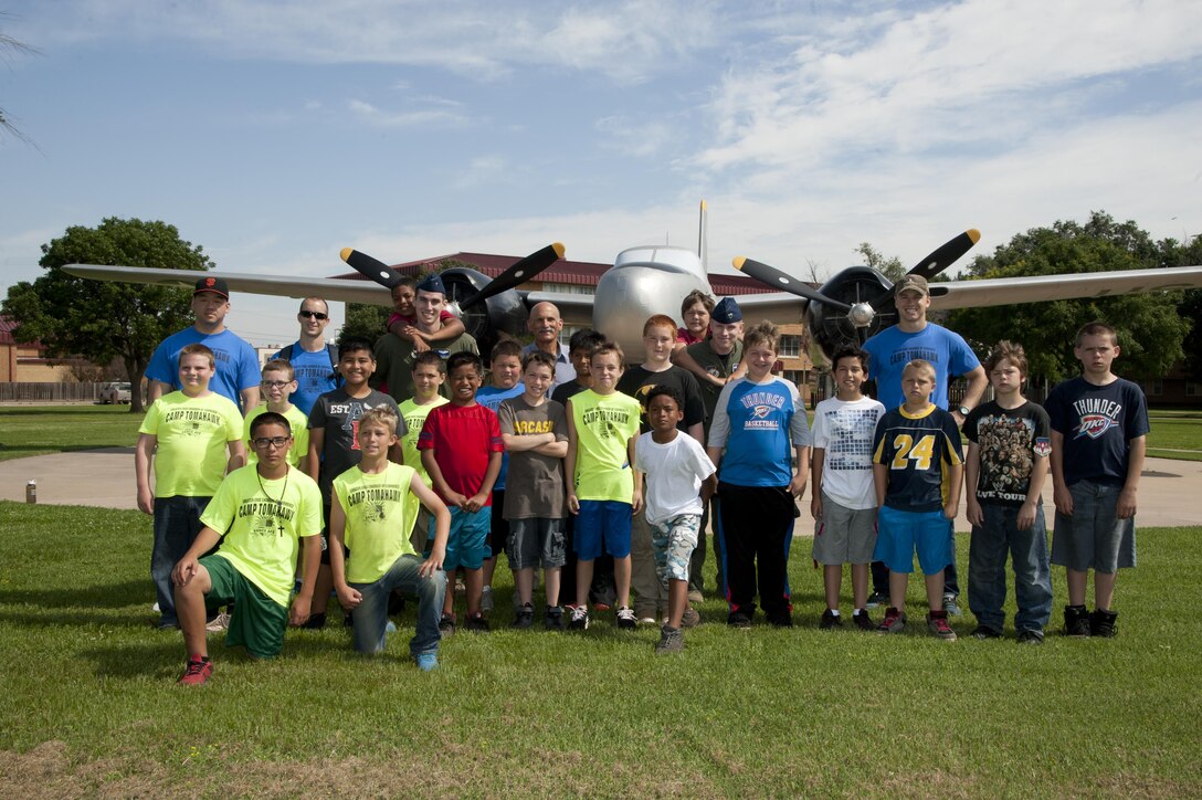 Last year, local area boys and girls attended Camp Tomahawk, spending a week touring Vance Air Force Base and visiting Oklahoma attractions. Twenty boys and 20 girls will join Team Vance this June for Camp Tomahawk 2016. The camp is a joint venture between Team Vance and the Greater Enid Chamber of Commerce. (U.S. Air Force photo / Tech Sgt. James Bolinger) 