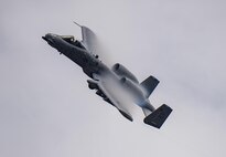 An A-10C Thunderbolt II begins a turn above Grand Bay Bombing and Gunnery Range at Moody Air Force Base, Ga., May 20, 2016. The A-10 participated in joint training with multiple aircraft including F-16 Fighting Falcons, F-15E Strike Eagles and HH-60G Pave Hawk helicopters. (U.S. Air Force photo by Tech. Sgt. Zachary Wolf/Released)
