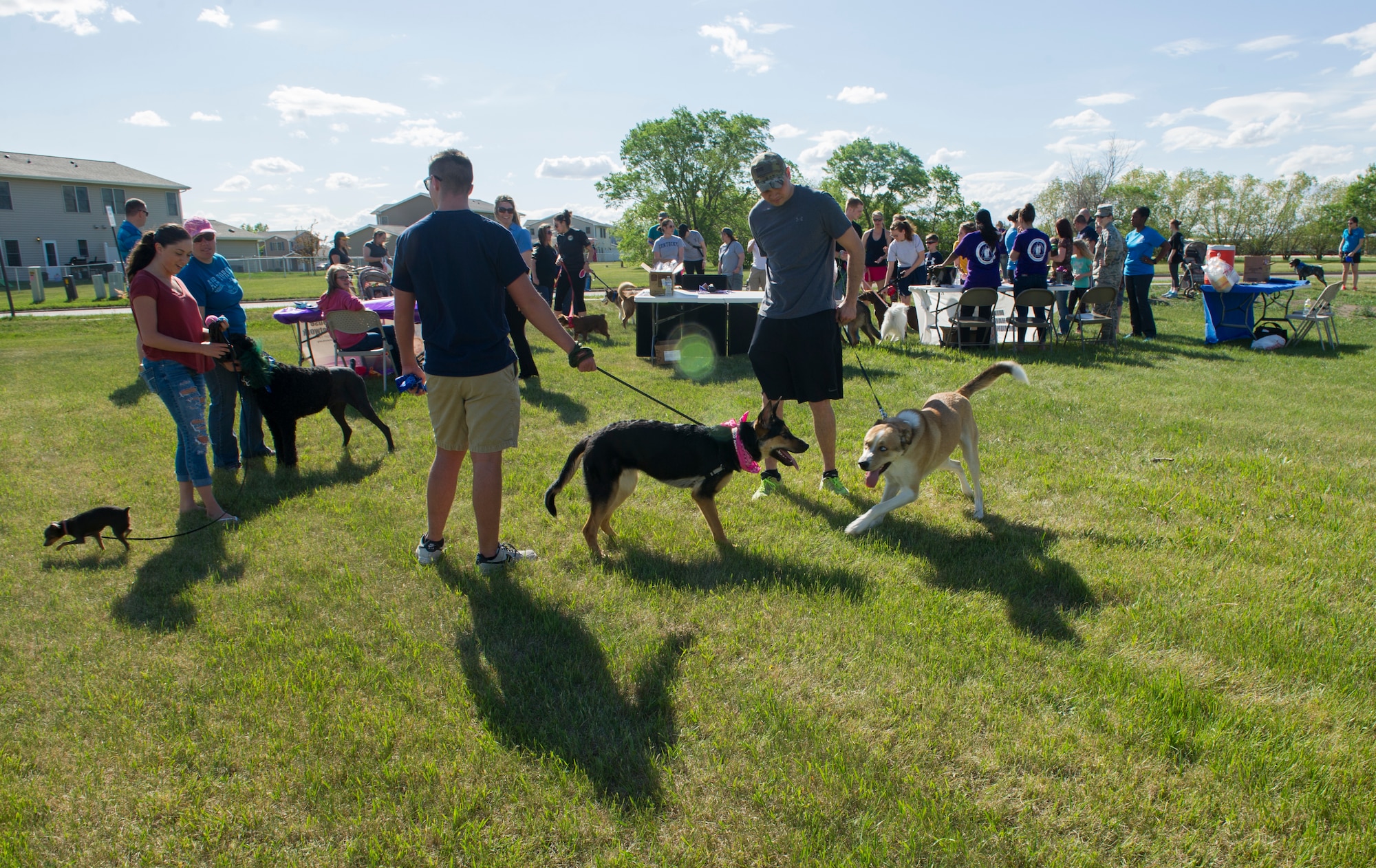 Participants gather at the Shaggy Shuffle at Minot Air Force Base, N.D., May 24, 2016. The second-annual Shaggy Shuffle was an event to raise awareness for pet abuse. (U.S. Air Force photo/Senior Airman Apryl Hall)