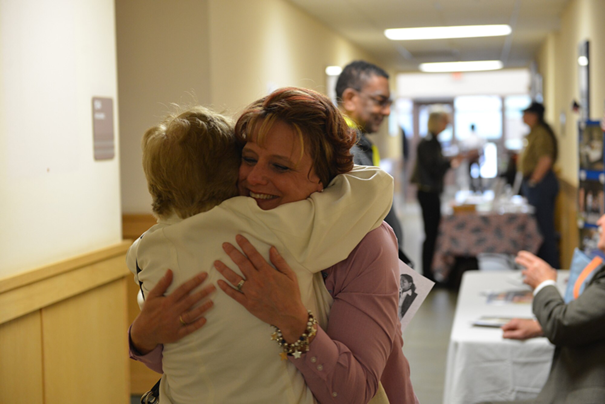 Attendees of the 30th annual Retiree Appreciation Day event share a moment in Building 600 on Joint Base Elmendorf-Richardson, Alaska, May 21, 2016. It’s through events like these and through joining the retiree council, people can effect change in their community, said Maria Johnson, 673d Force Support Squadron retirement services officer. (U.S. Air Force photo by Airman 1st Class Javier Alvarez)