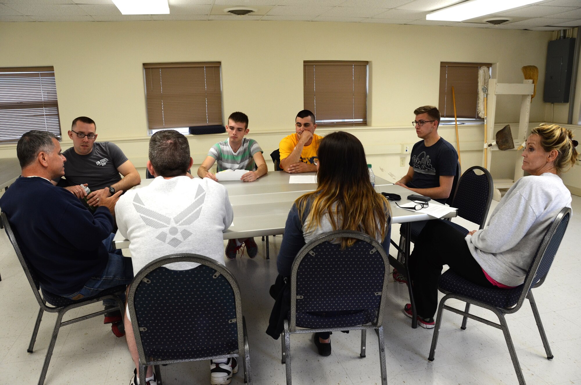 Chaplain (Capt.) Charlie Dey and other wing chaplains offered a ministry of presence during a mock state emergency duty deployment exercise by providing a nightly Bible study after duty hours at a Missouri National Guard Base near Nevada, Missouri on May 23, 2016. During a deployment, a chaplain’s mission is to provide support to the Airmen who may be suffering personally or professionally and who may be seeking spiritual or emotional guidance. (U.S. Air National Guard photo by Airman 1st Class Halley Burgess)