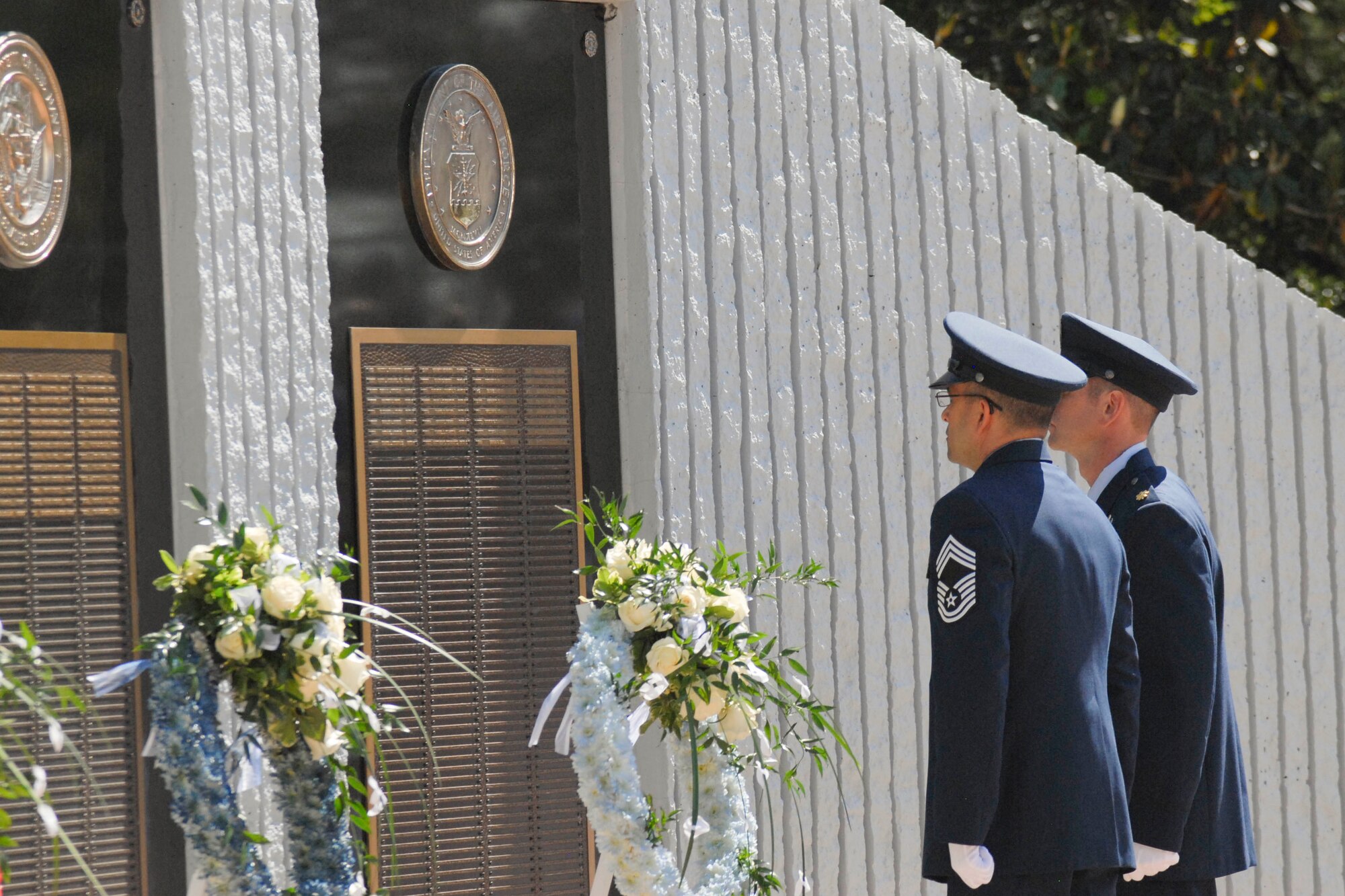 Hundreds from the exploded ordnance disposal community gather at Eglin Air Force Base, Florida, May 7, for an annual joint service memorial in honor of EOD technicians who have died in the line of duty. (U.S. Air Force Photo/Jessica Dupree/Released)