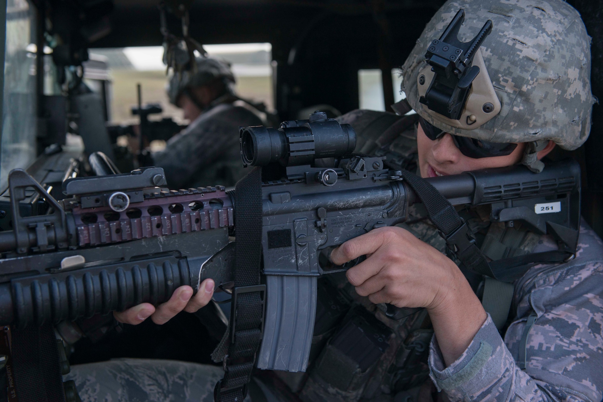 Airman 1st Class Tristen Stovall, 39th Security Forces Squadron security response team member, simulates fire against opposing forces during an exercise May 18, 2016, at Incirlik Air Base, Turkey. Exercises prepare Airmen for real-world scenarios so that they can be better prepared in the case of a real-world event. (U.S. Air Force photo by Senior Airman John Nieves Camacho/Released)