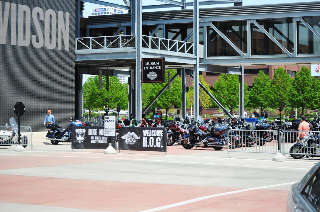 Nearly 500 motorcycles are lined up to take part in the Milwaukee Armed Forces Day 13th Annual Support the Troops Ride May 21.