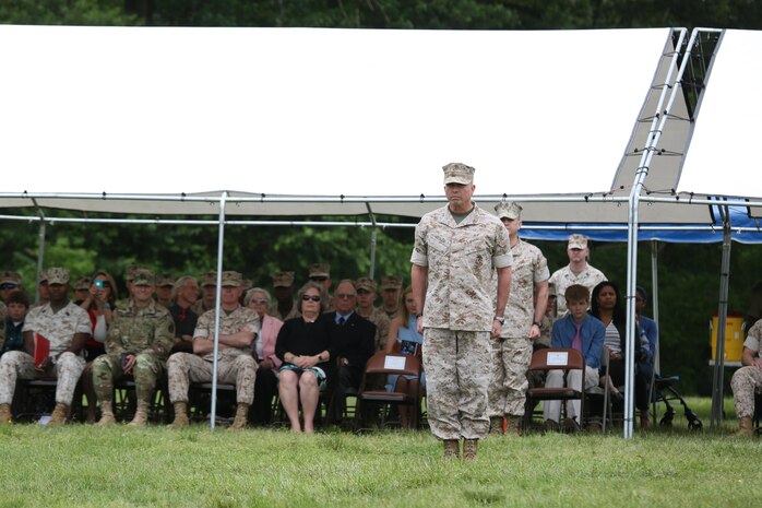 Col. Michael L. Carter assumed command of Chemical Biological Incident Response Force (CBIRF), U.S. Marine Corps Forces Command (MARFORCOM),  from Col. Stephen E. Redifer during a change of command ceremony aboard Naval Support Facility Indian Head, Md., May 18, 2016. Carter thanked Redifer for his outstanding work with CBIRF and said he was thankful for the opportunity to take command of the Nation’s premier chemical, biological, radiological, nuclear and high-yield explosives (CBRNE) consequence management and incident response force in readiness. (U.S. Marine Corps by Sgt. Jonathan S. Herrera/Released)