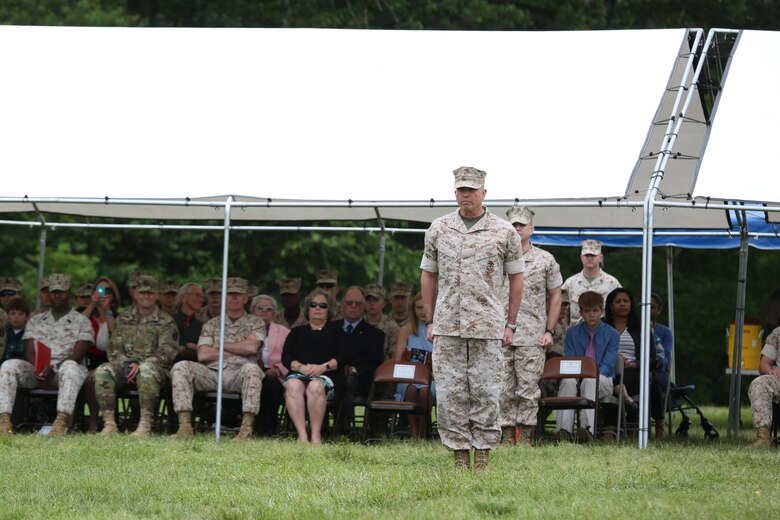 Col. Michael L. Carter assumed command of Chemical Biological Incident Response Force (CBIRF), U.S. Marine Corps Forces Command (MARFORCOM),  from Col. Stephen E. Redifer during a change of command ceremony aboard Naval Support Facility Indian Head, Md., May 18, 2016. Carter thanked Redifer for his outstanding work with CBIRF and said he was thankful for the opportunity to take command of the Nation’s premier chemical, biological, radiological, nuclear and high-yield explosives (CBRNE) consequence management and incident response force in readiness. (U.S. Marine Corps by Sgt. Jonathan S. Herrera/Released)