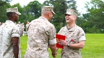 Col. Michael L. Carter assumed command of Chemical Biological Incident Response Force (CBIRF), U.S. Marine Corps Forces Command (MARFORCOM),  from Col. Stephen E. Redifer during a change of command ceremony aboard Naval Support Facility Indian Head, Md., May 18, 2016. Carter thanked Redifer for his outstanding work with CBIRF and said he was thankful for the opportunity to take command of the Nation’s premier chemical, biological, radiological, nuclear and high-yield explosives (CBRNE) consequence management and incident response force in readiness. (U.S. Marine Corps Photo by Sgt. Jonathan S. Herrera/Released)