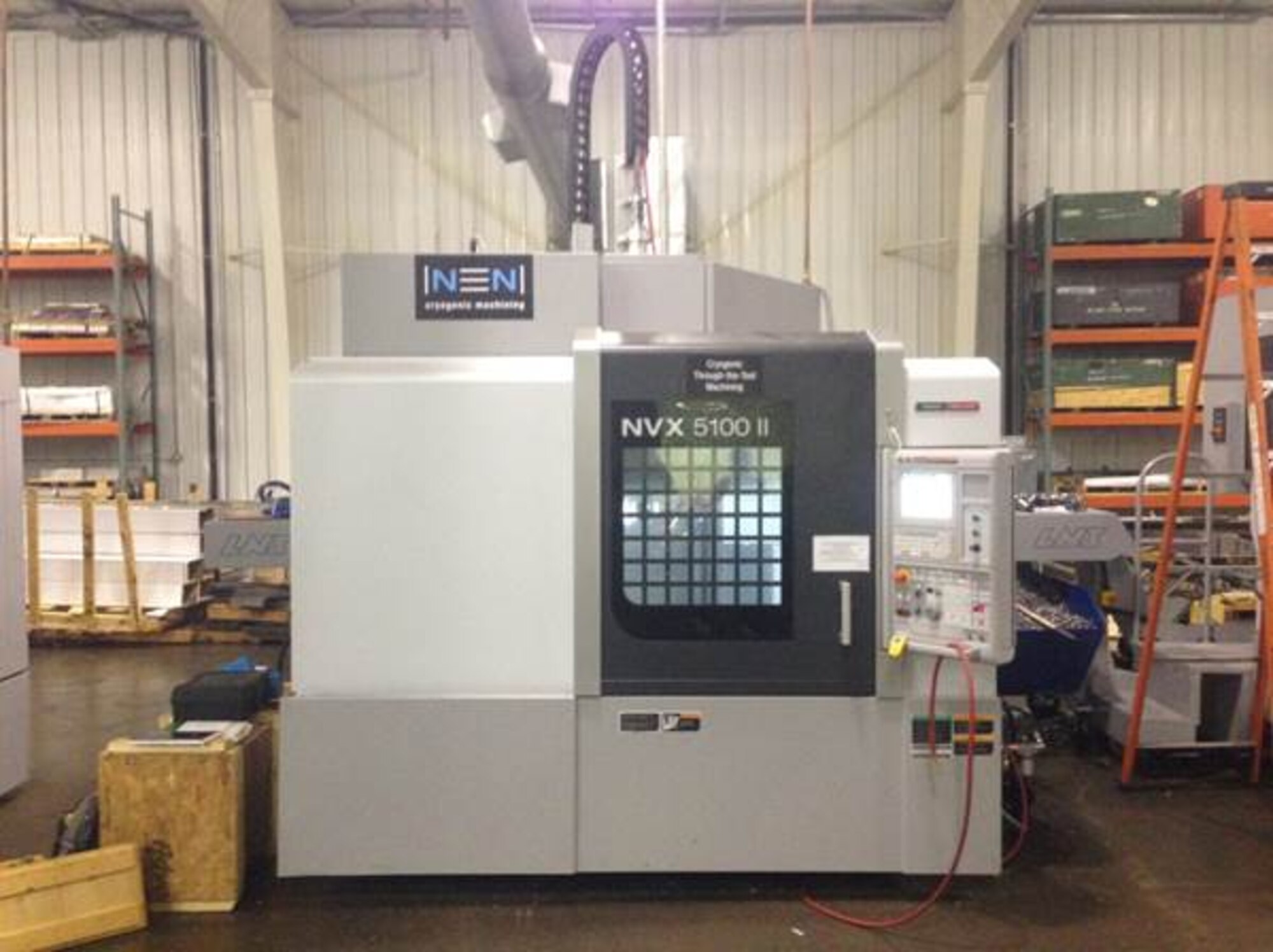 This machine was adapted as a cryogenic machining system and used in evaluation in the manufacturing of titanium.  (Courtesy photo)