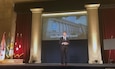 Under Secretary of the Army Patrick J. Murphy finishes his speech during the keynote address at the chamber of commerce. (Photo by Staff Sgt. Deidra Jackson, U.S. Army Reserve/Released)