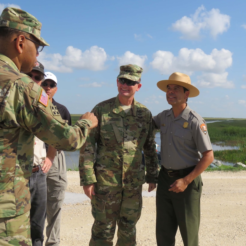 Maj. Gen. Ed Jackson, U.S. Army Corps of Engineers Deputy Commanding General for Civil and Emergency Operations, met with Pedro Ramos, Superintendent of Everglades National Park to discuss ongoing efforts to restore America’s Everglades.