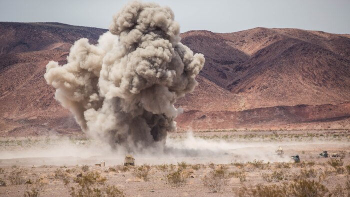 Marines with 2nd Combat Engineer Battalion, 2nd Marine Division, conduct a breaching operation in the Black Top Training Area aboard the Marine Corps Air Ground Combat Center Twentynine Palms, Calif., May 17, 2016. Various units from 2nd Marine Division participated in Integrated Training Exercise 3-16 in preparation for their deployment with Special Purpose Marine Air Ground Task Force-Crisis Response-Africa. 