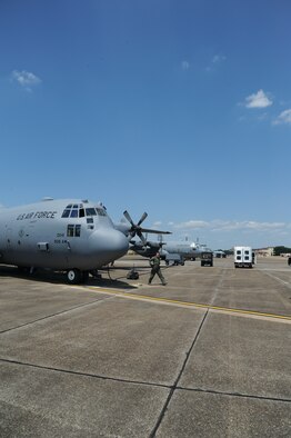 The completion of the North Ramp at Maxwell Air Force Base, Ala., made it possible to move the 908th Airlift Wing's C-130H Hercules from the West Ramp, placing the units' aircrafts closer to both Operations and Maintenance. (U.S. Air Force Photo by Lt. Col. Jerry Lobb)