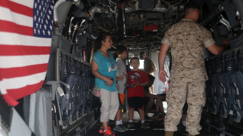 Residents of New York City get a tour of the inside of an MV-22B Osprey aboard the USS Bataan (LHD 5) during Fleet Week New York, May 27, 2016. This year is the 28th year New York has hosted Fleet Week.