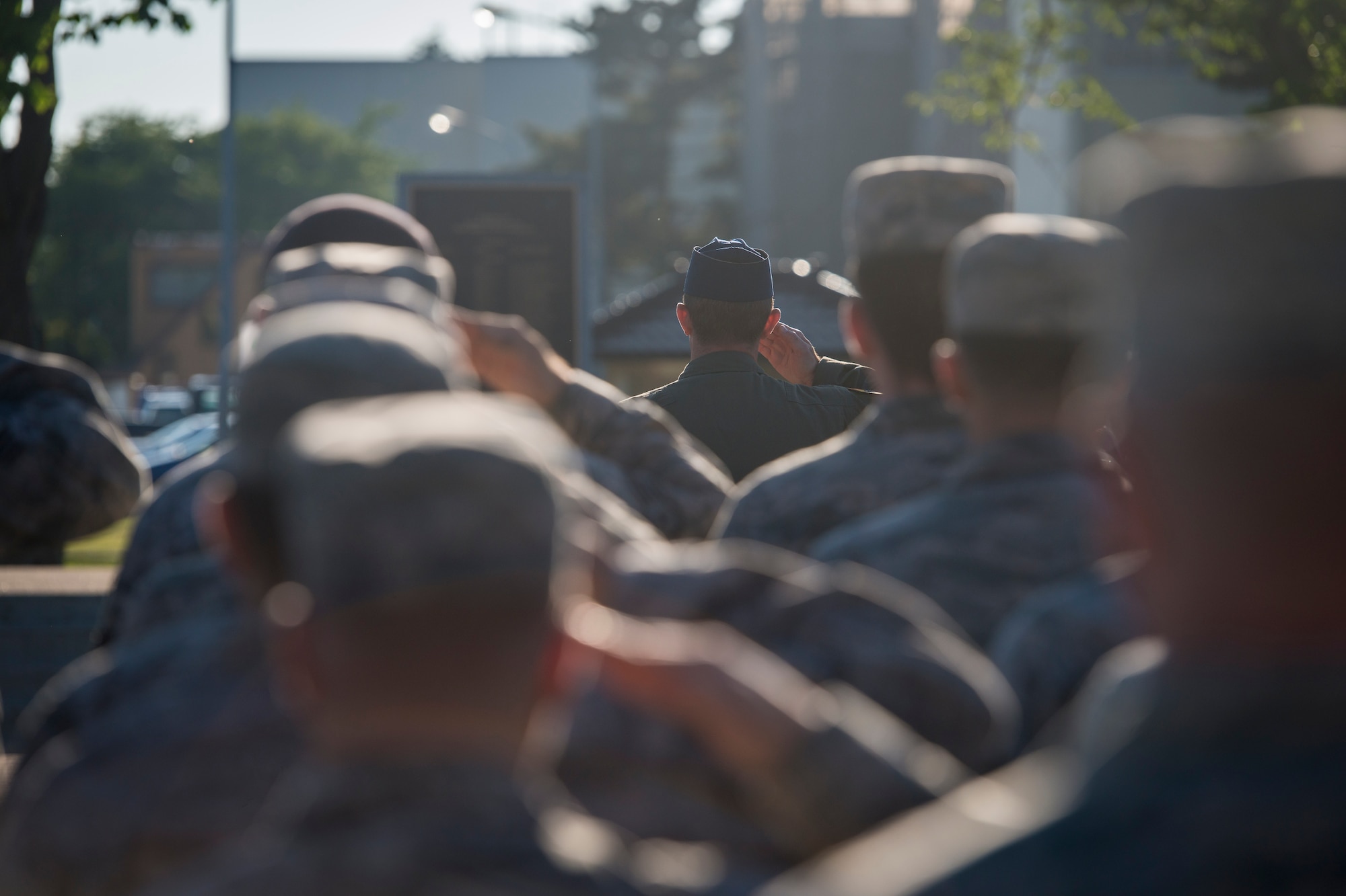 U.S. Air Force Airmen with the 35th Fighter Wing offer a final salute to all men and women, who have died in military service for the United States, during a Memorial Day retreat ceremony at Misawa Air Base, Japan, May 27, 2016. On this day of remembrance, all U.S. men and women in uniform honor those who gave the last full measure of devotion serving America and, as Airmen, they affirm their commitment to support the military family members of those Airmen who died in support of their nation. (U.S. Air Force photo by Staff Sgt. Benjamin W. Stratton)