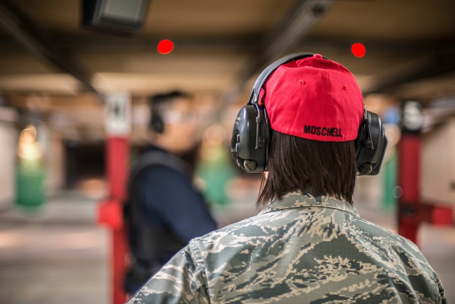 U.S. Air Force Senior Airman Lauren Moschell, a range safety official and acting NCO in charge of physical security with the 35th Security Forces Squadron, observes a student during class at Misawa Air Base, Japan, May 25, 2016. Moschell had to take a five-day course to become qualified as a RSO. With this position, she ensures everyone on the firing line is practicing proper safety procedures such as weapons level and down-range, no horseplay and following the tower official’s instructions. (U.S. Air Force photo by Senior Airman Brittany A. Chase)