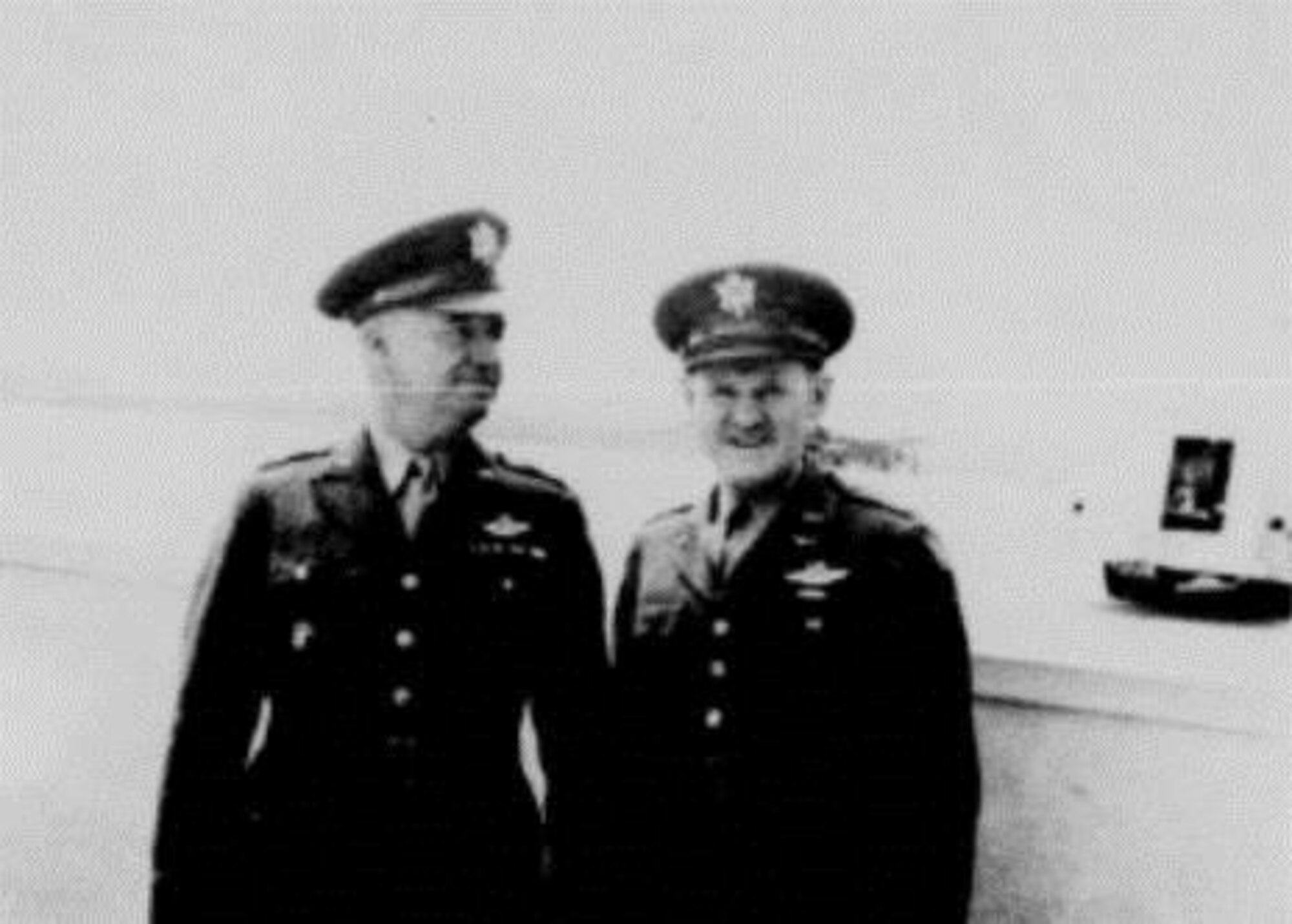 The Commanding General of the US Army’s 2nd Air Force, Major General John F. Curry (left) is seen with the first commander of Portland Army Air Base, Colonel Joseph L. Stromme (right), during one of Gen. Curry’s inspections of the base in 1941.  PAAB came under the operational control of the 2nd Air Force, then-headquartered at Fort Gorge Wright, Spokane, Washington.  Curry later served as the first commander of the Civil Air Patrol.  (U.S. Air Force photo)