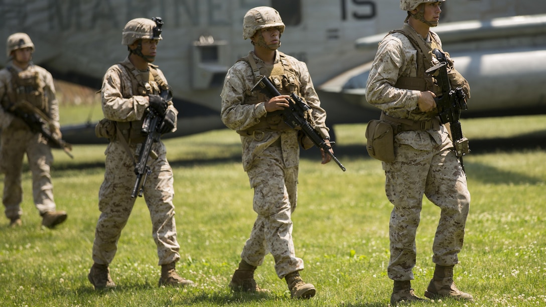 U.S. Marines and sailors display aircrafts at Eisenhower Park