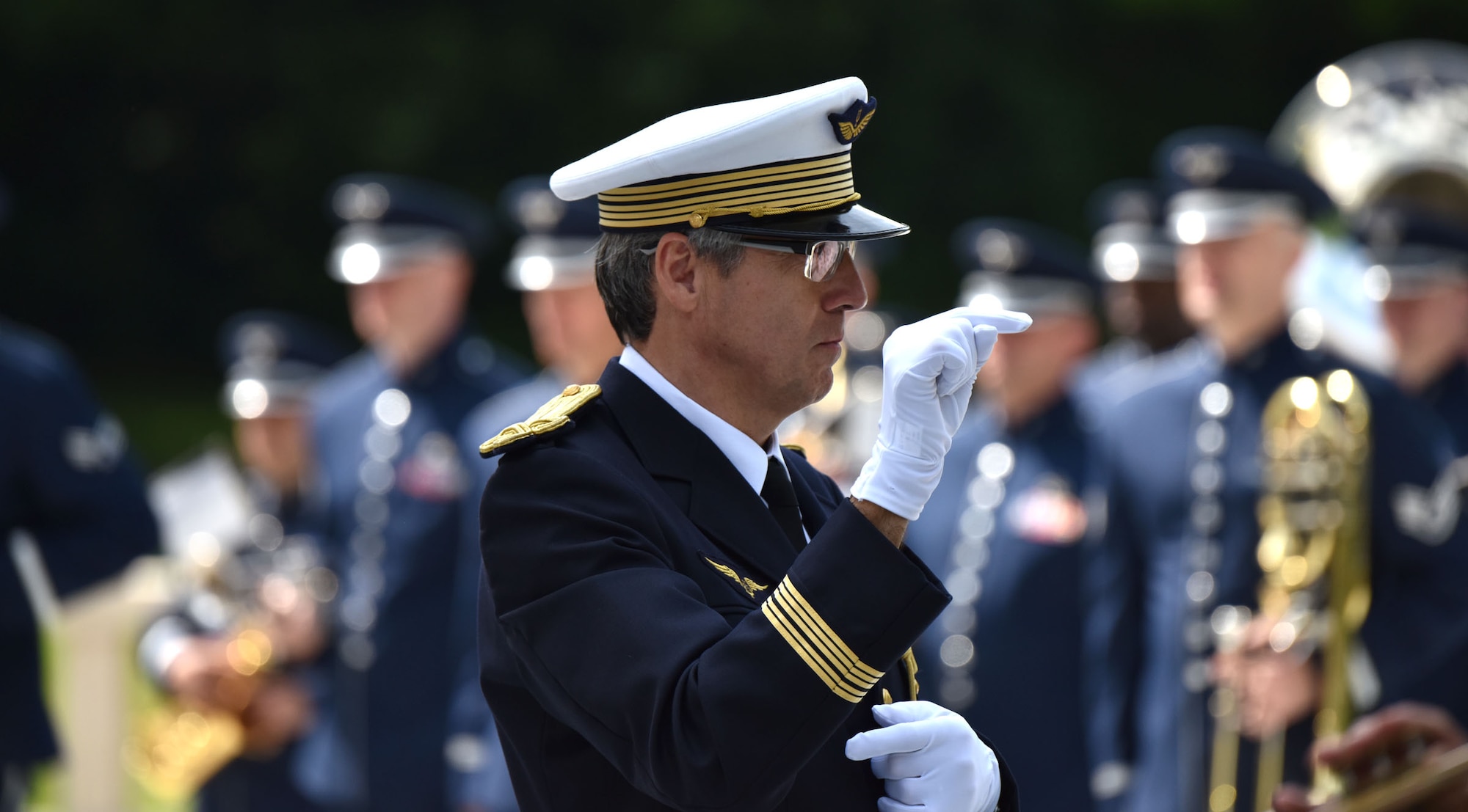 PARIS - U.S. Air Force Airmen from Ramstein Air Base, Germany, commemorate Memorial Day in a ceremony with their French counterparts at the Lafayette Escadrille Memorial, in Marnes-la-Coquette, France, May 28, 2016. (U.S. Air Force photo by Senior Master Sgt. Brian Bahret/Released)