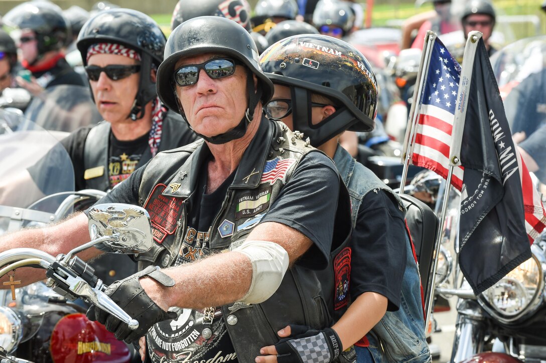 Rolling Thunder participants gather at the Pentagon's north parking lot, May 29, 2016. Started by two Vietnam War veterans, the annual demonstration ride brings together veterans of all eras and others seeking to pay respects to those who have served. DoD photo by Army Sgt. 1st Class Clydell Kinchen