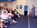 Holocaust refugee and motivational speaker Alex Keisch answers questions from the crowd during Defense Logistics Agency Aviation’s Procurement Process Support Directorate’s Holocaust Days of Remembrance 2016 program held at the McKeever Auditorium on Defense Supply Center Richmond, Virginia, May 25, 2016. 