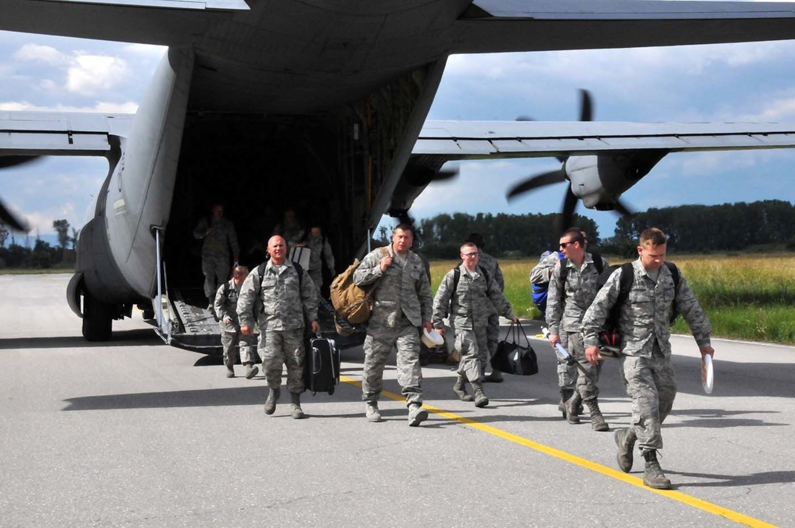 U.S. Air Force and Massachusetts Air National Guard members stationed at Amari Air Base, Estonia,are reunited with their 104th Fighter Wing members stationed to Graf Ignatievo Air Base, Bulgaria, May 27, 2016.  Wing members are part of a theater security package deployed to multiple European locations in support of Operation Atlantic Resolve.  