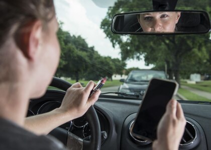 According to a Virginia Tech Transportation Institute study, five seconds is the average time your eyes are taken off the road while texting. The U.S. Department of Transportation claims texting is the most alarming distraction while driving because it involves visual, manual and cognitive attention. 