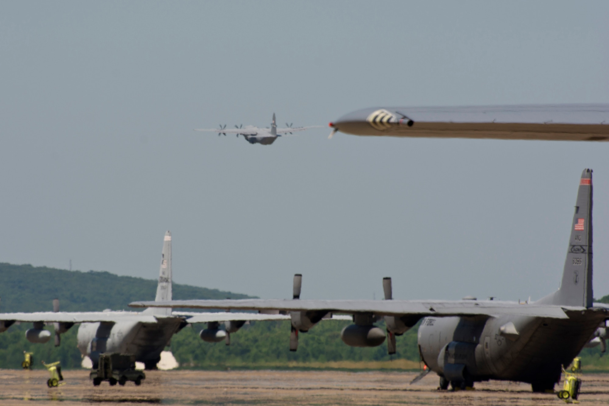 A C-130J takes off at Little Rock Air Force Base, Ark., May 13, 2016. The aircraft and aircrew, which were competing in a “Turkey Shoot” tactical airlift competition against five other teams from Little Rock AFB, was the first C-130J mission flown by an all reserve aircrew from the 913th Airlift Group since the group’s transition from the “H” to the “J” model.  . (U.S. Air Force photo by Master Sgt. Jeff Walston/Released)