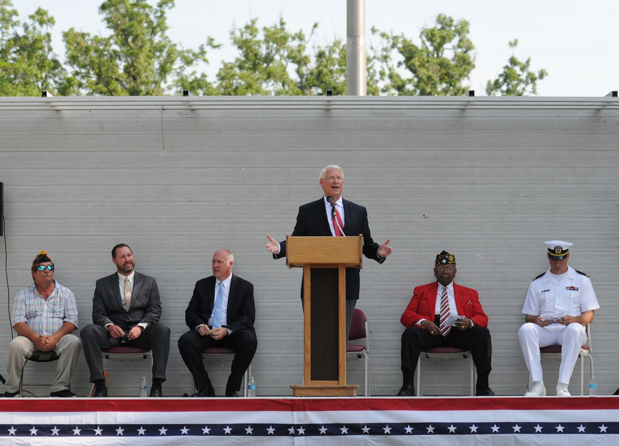 U.S. Senator Roger Wicker delivers remarks during a Memorial Day Ceremony May 30, 2016, Biloxi, Miss. Local veterans, family members and Keesler Air Force Base personnel attended the event at the Biloxi National Cemetery to honor and remember the lives of fallen heroes of the U.S. military. (U.S. Air Force photo by Kemberly Groue)